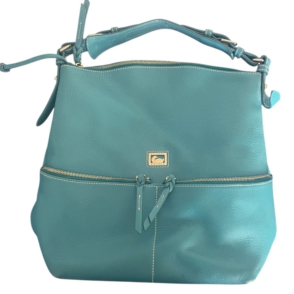 Dooney & Burke Dillen Medium Pocket Sac Shoulder Purse in Teal Blue